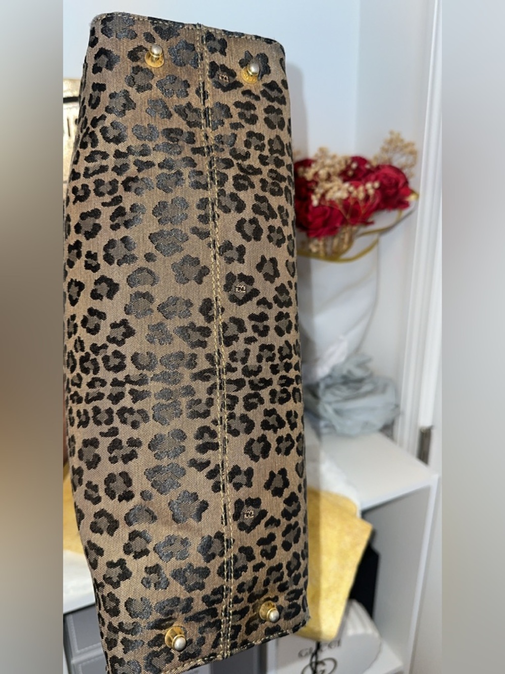 Fendi Leopard Print Tote Bag with Red Handles - Picture 11 of 14